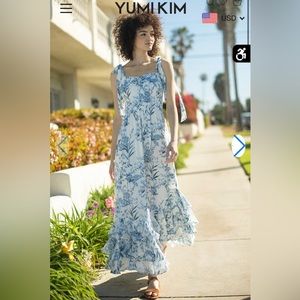NWT Yumi Kim Trisha Dress in Lunar Garden Cyan - XS